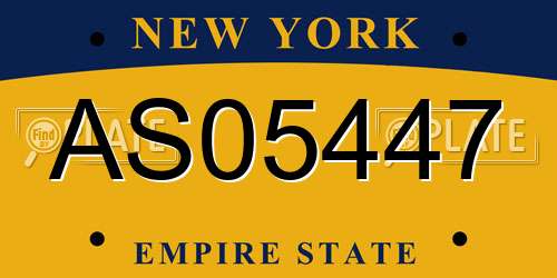 AS05447 New York License Plate