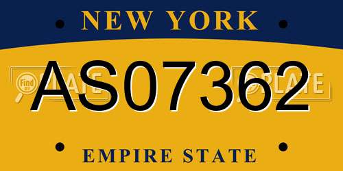 AS07362 New York License Plate