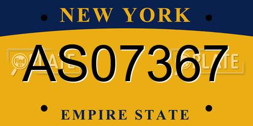 AS07367 New York License Plate