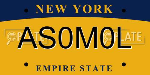 AS0M0L New York License Plate