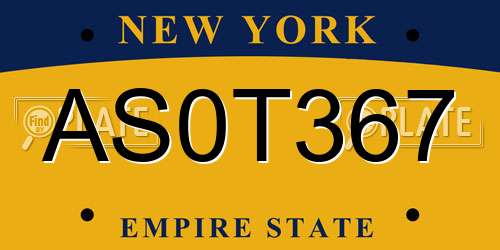 AS0T367 New York License Plate