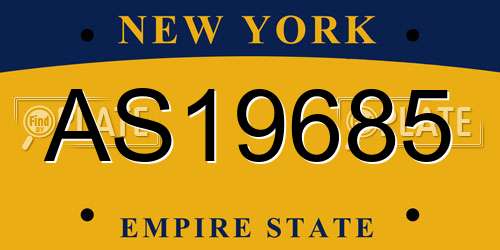 AS19685 New York License Plate
