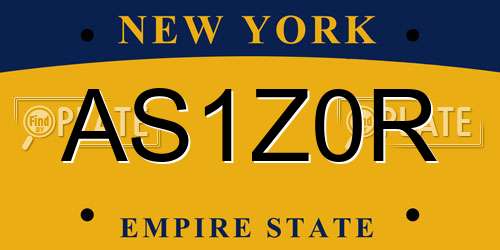 AS1Z0R New York License Plate