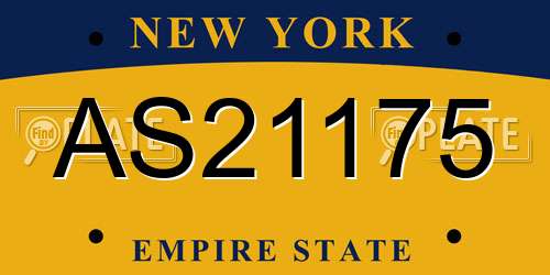 AS21175 New York License Plate