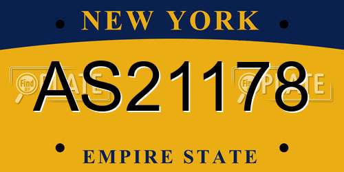 AS21178 New York License Plate