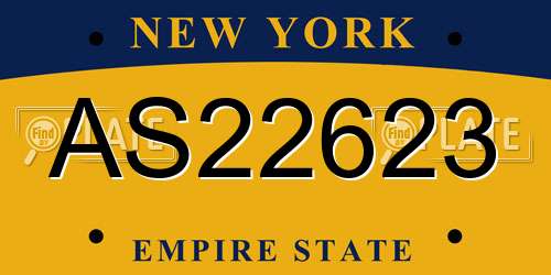 AS22623 New York License Plate