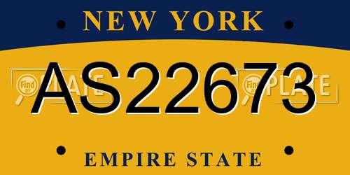 AS22673 New York License Plate