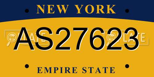 AS27623 New York License Plate