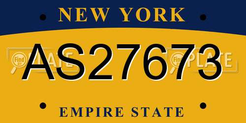 AS27673 New York License Plate