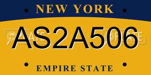 AS2A506 New York License Plate