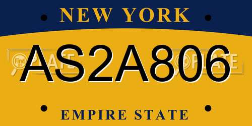 AS2A806 New York License Plate