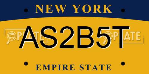 AS2B5T New York License Plate