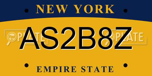 AS2B8Z New York License Plate