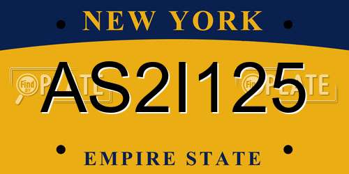 AS2I125 New York License Plate