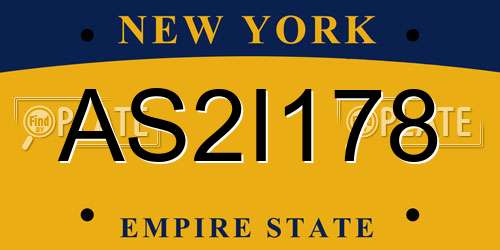 AS2I178 New York License Plate