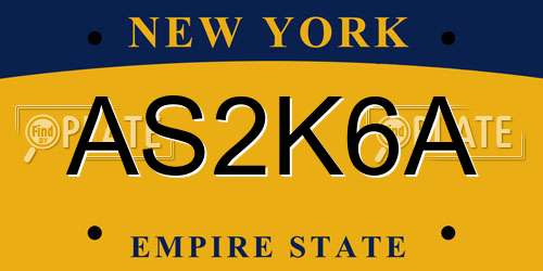 AS2K6A New York License Plate