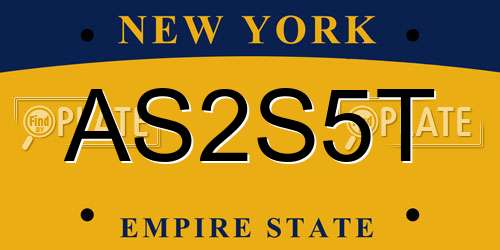 AS2S5T New York License Plate
