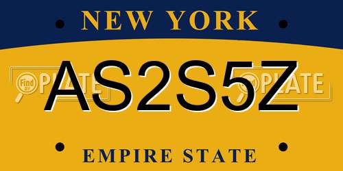 AS2S5Z New York License Plate