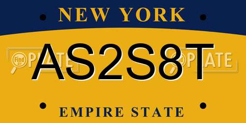 AS2S8T New York License Plate
