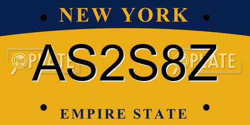 AS2S8Z New York License Plate