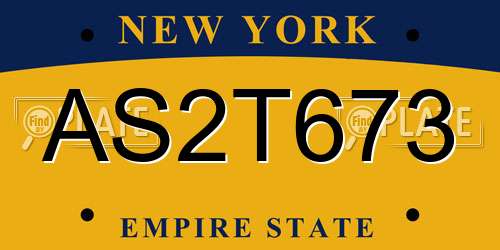 AS2T673 New York License Plate