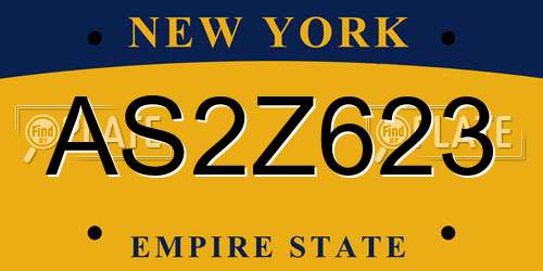 AS2Z623 New York License Plate