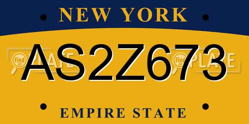 AS2Z673 New York License Plate