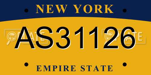 AS31126 New York License Plate