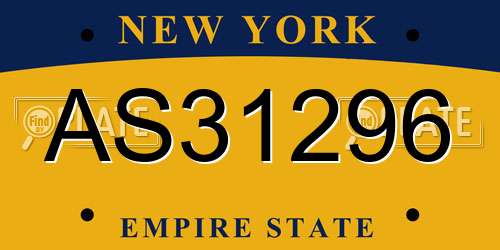 AS31296 New York License Plate