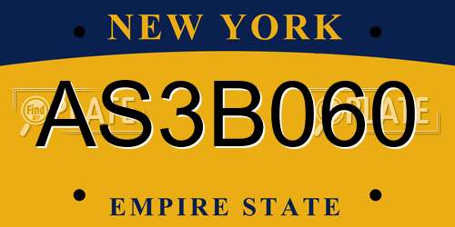 AS3B060 New York License Plate