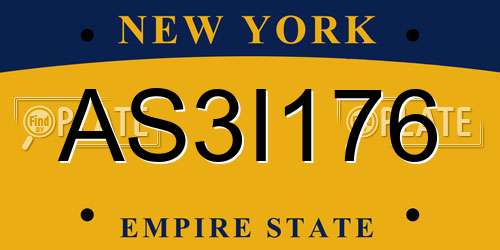 AS3I176 New York License Plate