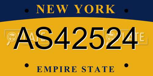 AS42524 New York License Plate