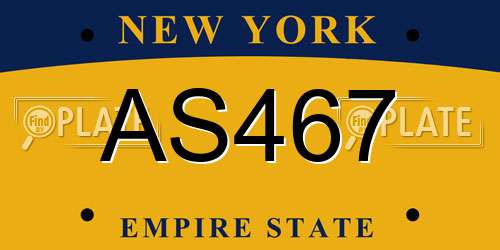 AS467 New York License Plate