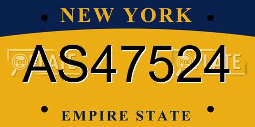 AS47524 New York License Plate