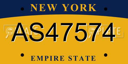 AS47574 New York License Plate