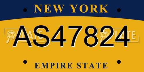 AS47824 New York License Plate