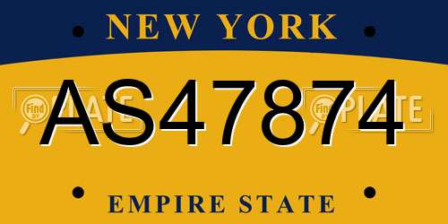 AS47874 New York License Plate