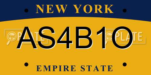 AS4B1O New York License Plate