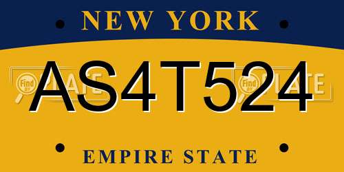 AS4T524 New York License Plate