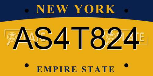 AS4T824 New York License Plate