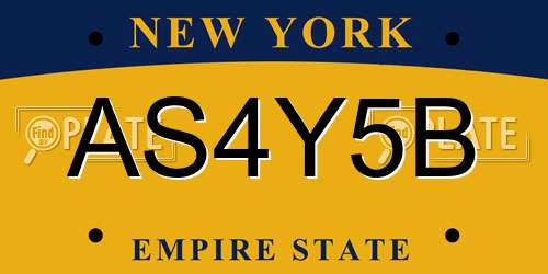 AS4Y5B New York License Plate