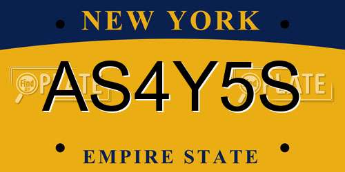 AS4Y5S New York License Plate