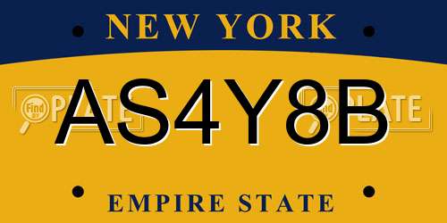AS4Y8B New York License Plate