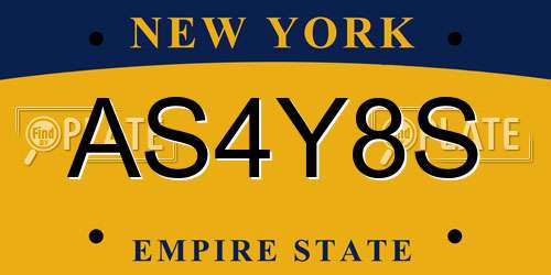 AS4Y8S New York License Plate