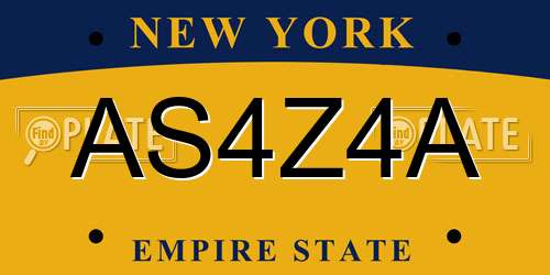 AS4Z4A New York License Plate