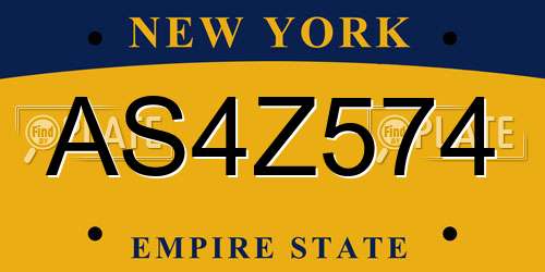 AS4Z574 New York License Plate