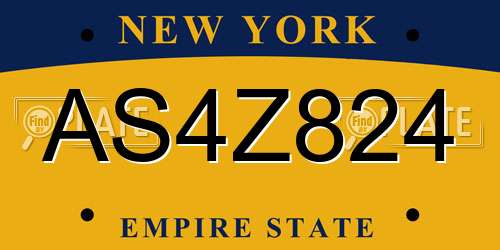 AS4Z824 New York License Plate