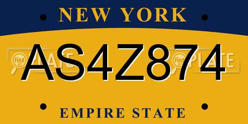 AS4Z874 New York License Plate