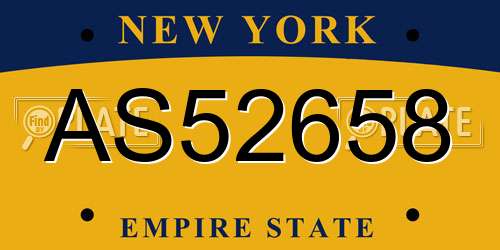 AS52658 New York License Plate