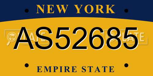 AS52685 New York License Plate
